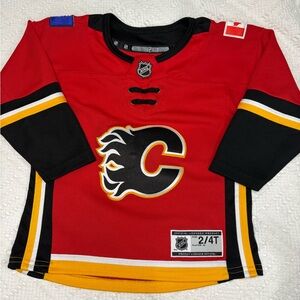 NHL Calgary Flames Kids Red Black & Gold Hockey Jersey